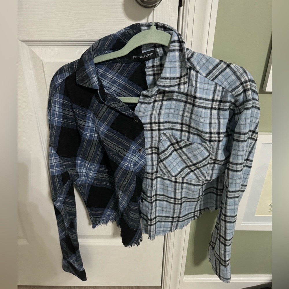 Two toned cropped flannel